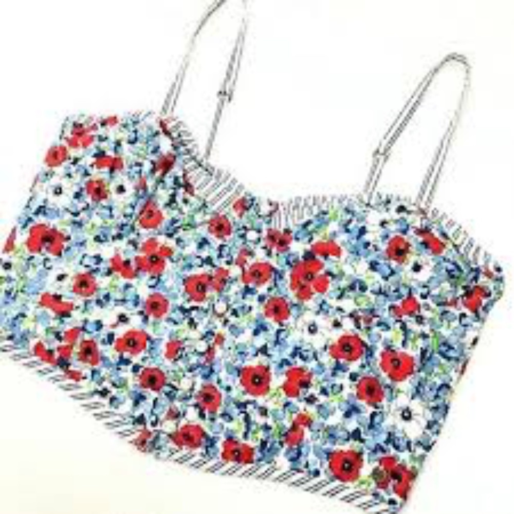 abercrombie + fitch floral button down crop top